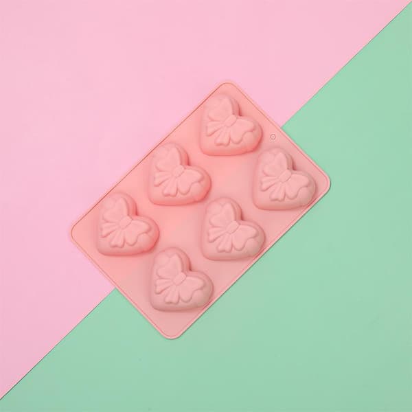 Hjerte sløjfeform slik kage chokoladeform 3D fondantform silikone Pink