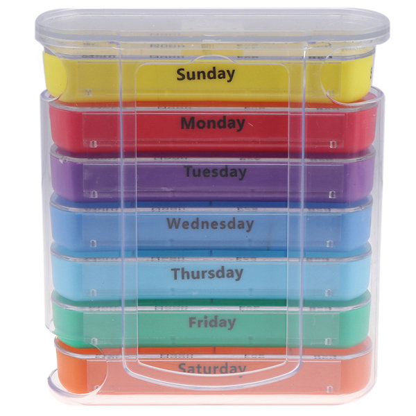 28 Grid Spring Pill Box 7 Day Weekly Pillbox Plastic Storage Co