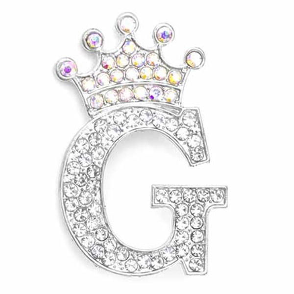 Fashion Crown 26 forbokstaver A til Å Crystal Rhinestone Broo Silver-G