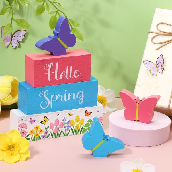 6 stk. Hello Spring Treborddekorasjon Sommerfugl Army green