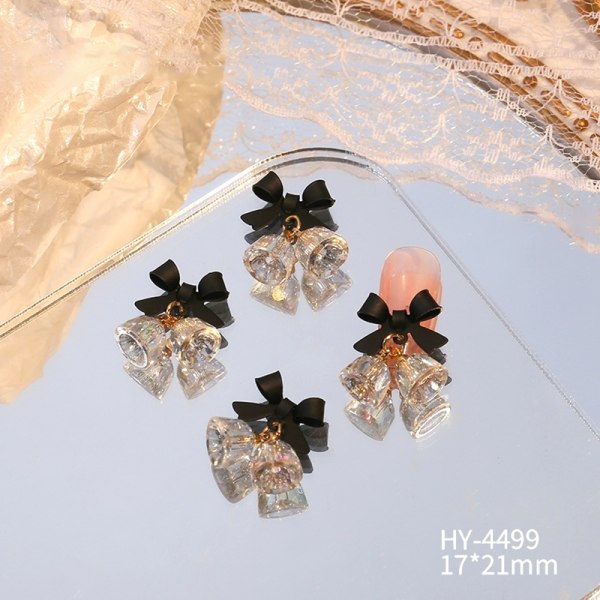 1Pc DIY Nail Art Charm 3D Crystal Bell Søt sløyfe Nail Drill Pink