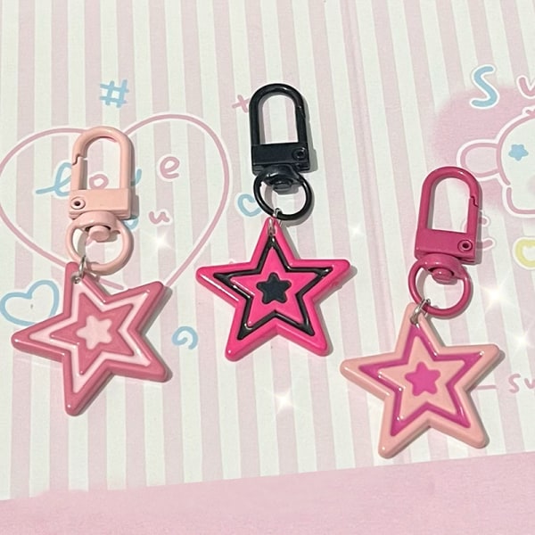 e Pentagram Pendant Nøglering Girl Students Star Nøglering Bagside Rose red