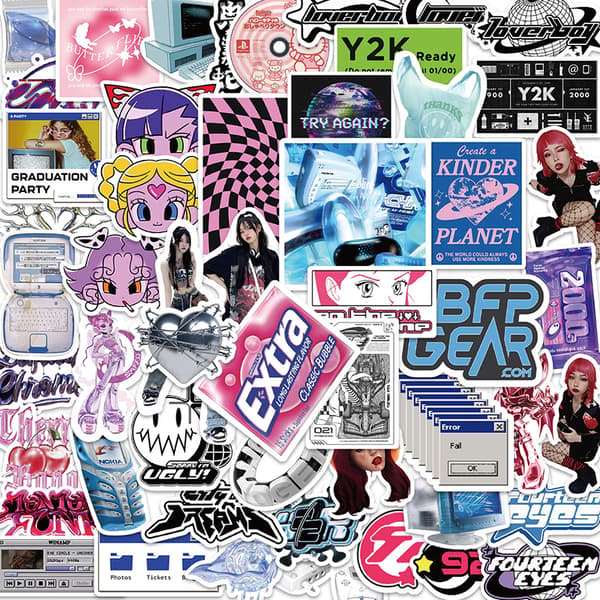 53 STK Y2K piger e æstetisk Decal Dagbog Motorcykel Laptop Scrap