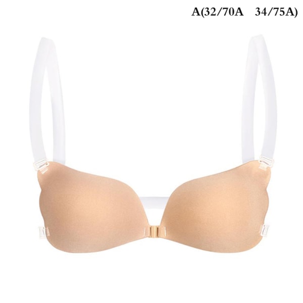 1 STK Women Invisible BH Push Up Silikon BH med Transparent Apricot A