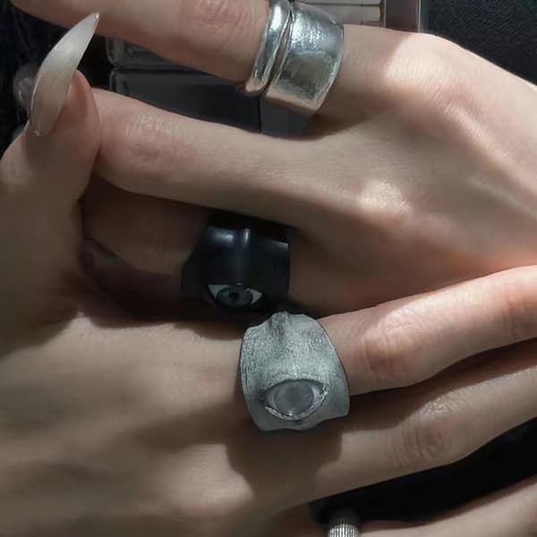 PU Ring Med Unikt Öga Boho Chic Statement Ögonring Smycken Fo A1