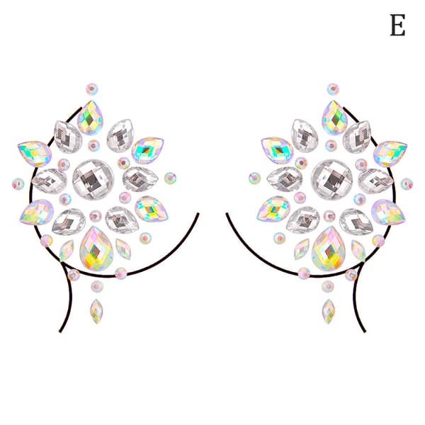 Bryst Juveler Rhinestone Chest Sticker Midlertidig Glitter Body E
