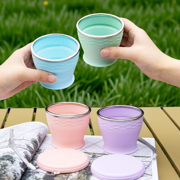 Vikbar silikonmugg Pink