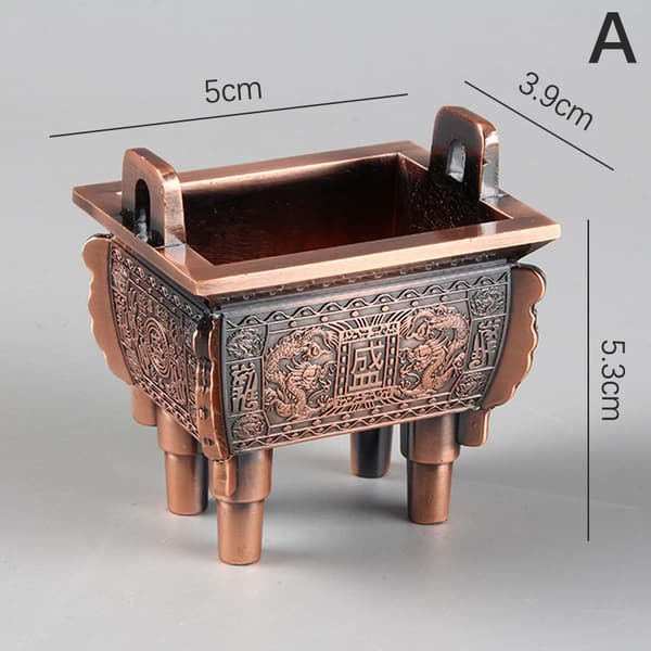 Retro Bronze Tripod Røgelse Brænder Udskæring Drage Chinoiserie B