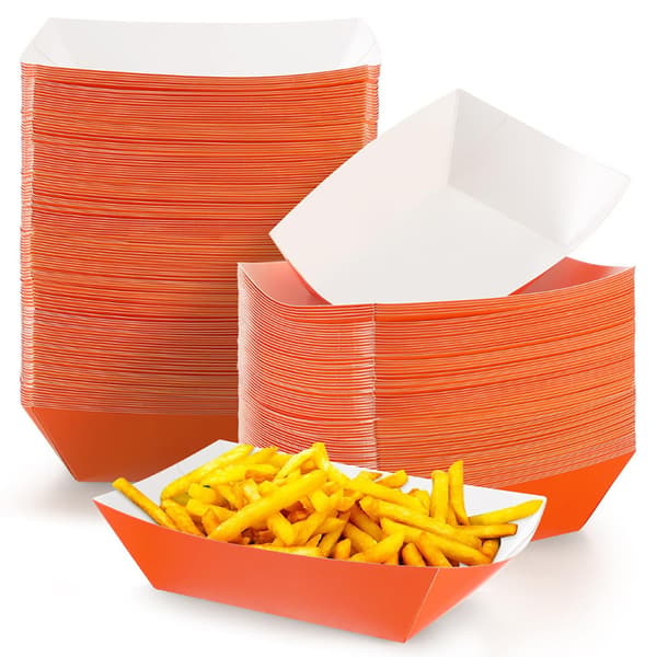 50 st färgglada båtformade tråg i kraftpapper, engångsbåtar i papper Red 50pcs