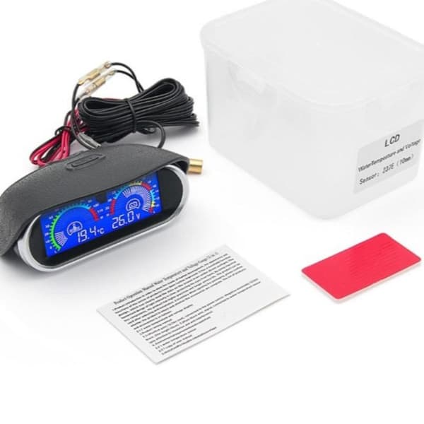Bil lastebil 2 I 1 LCD-måler vanntemperaturmåler + voltmeter W A2