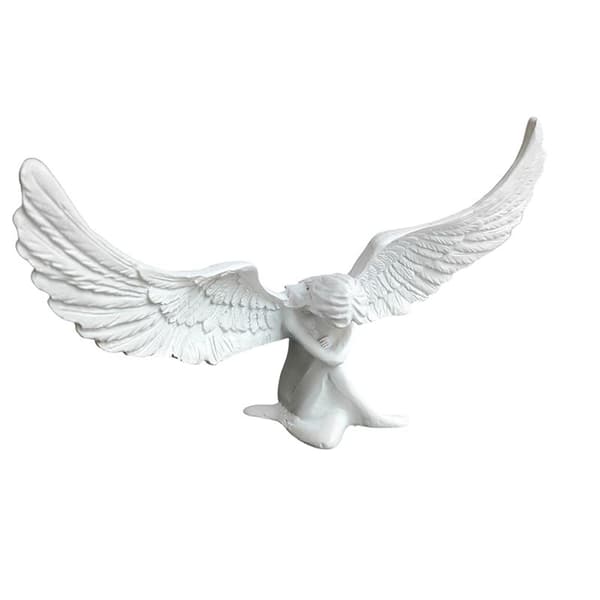 Englevingefigur Moderne 3D Omfavnende Englevingeskulptur White