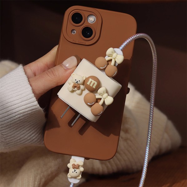 IPhone13 e Cartoon 3D Little Bear Girl IPAD PD20W Lader USB P A1