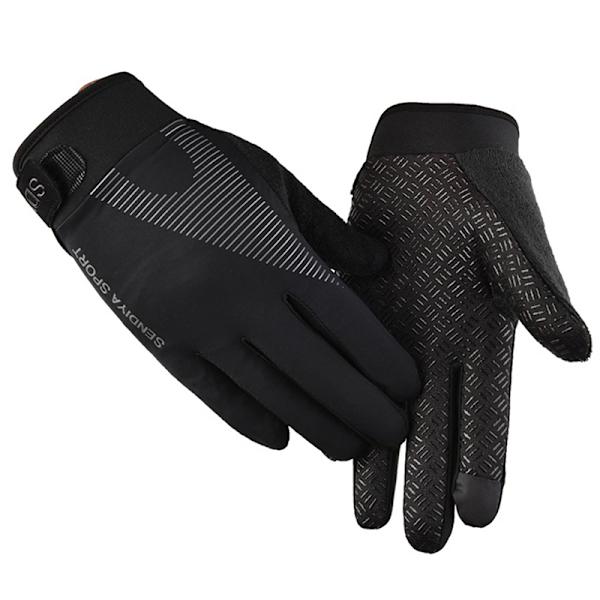 Män Cykelhandskar Full Finger Touch Motorcykel Cykel Mtb Bi Black XL