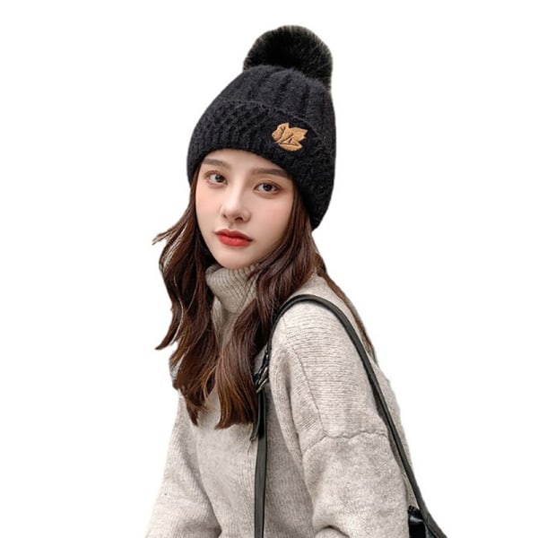 Winter Warm Hats For Women New Fashion n Blends Tjock Varm Kni Black