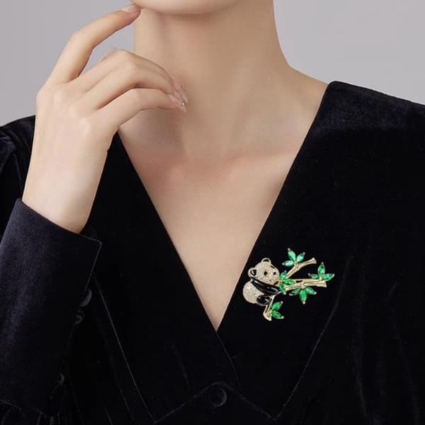 e Dyre Rhinestone Panda Bambus Broche Til Kvinder Tøj Smykker