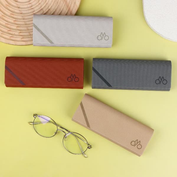 Minimalistiskt randigt glasögonfodral i läder, bärbart glasögonfodral Light yellow