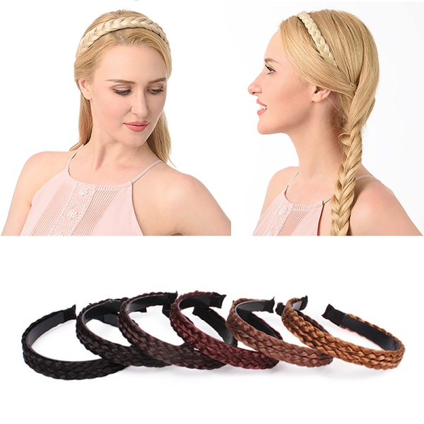 Fishbone Braid Lazy Wig Twist Braid Pandebånd Bohemia Dame Hår Dark brown 1.8cm