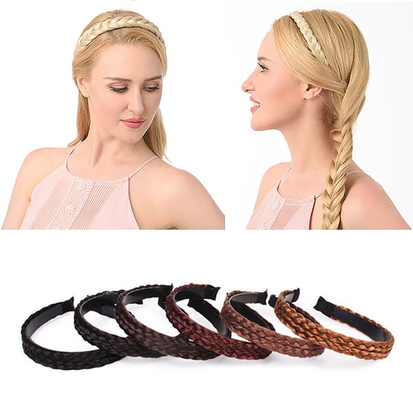 Fishbone Braid Lazy Wig Twist Braid Pannebånd Bohemia Dame Hår Dark brown 1.8cm