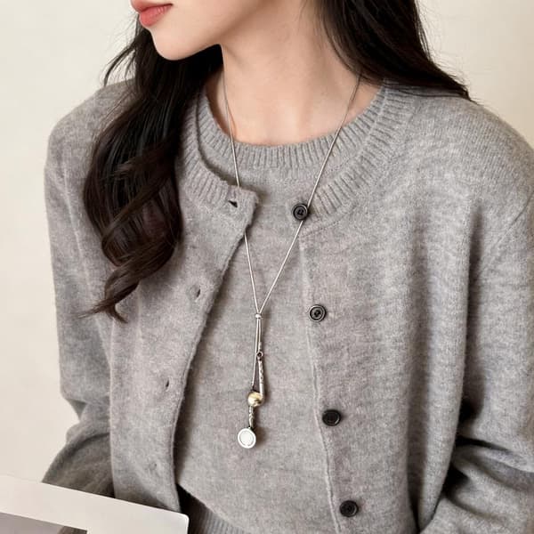 Silver Hörlurar Vattendroppe Hängsmycke Halsband Lång Utdragbar S A2