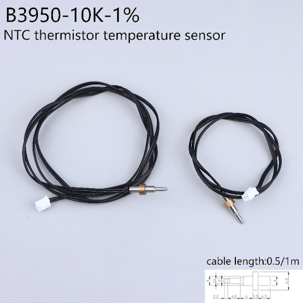 NTC 10K 3950 Termistor Temperatursensor Vattentät Termistor A1 50CM