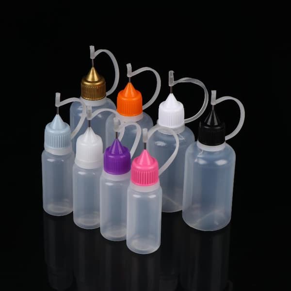 1 sæt klare plastikflasker med spids og låg til håndværkslim 10ml 4Pcs Bottles