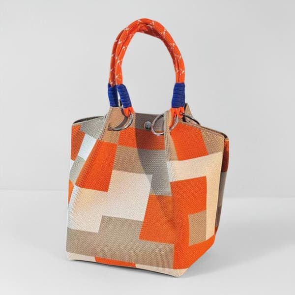 Strikket dameveske med stilig trykk og solid håndtak for daglig bruk A13