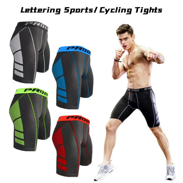 Letter Cykelshorts Sportstight Shorts Herre Fitness Tight Pan green XL