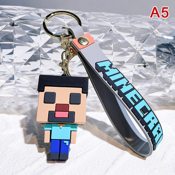 Nytt 3D-spel Minecraft PVC Nyckelring Ainme Steve Creeper My World A4