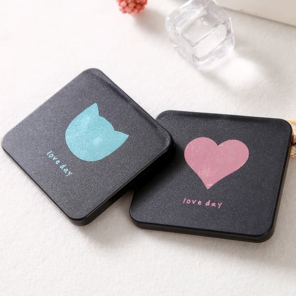 Sammenleggbart sminkespeil Mini Square Makeup Sminkespeil Portabl Pink