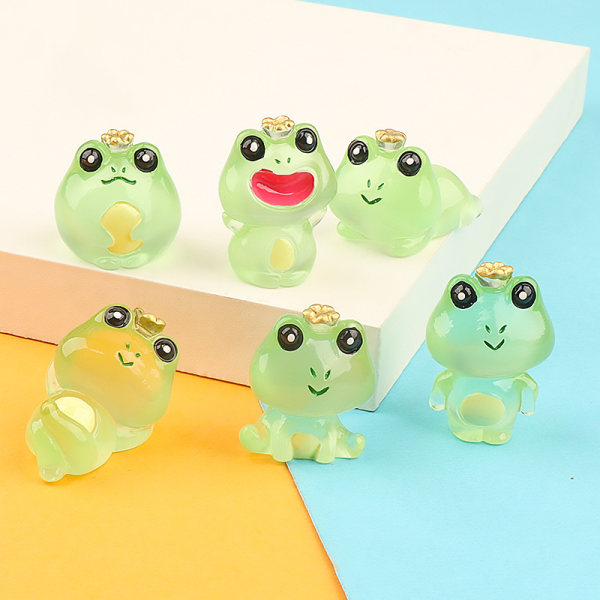 Färgglad självlysande groda Craft Resin Ornament Desktop Miniature O A