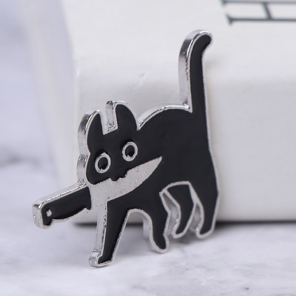 Sarjakuva Creative Black Cat Modeling Pop Emali Pin rintamerkit