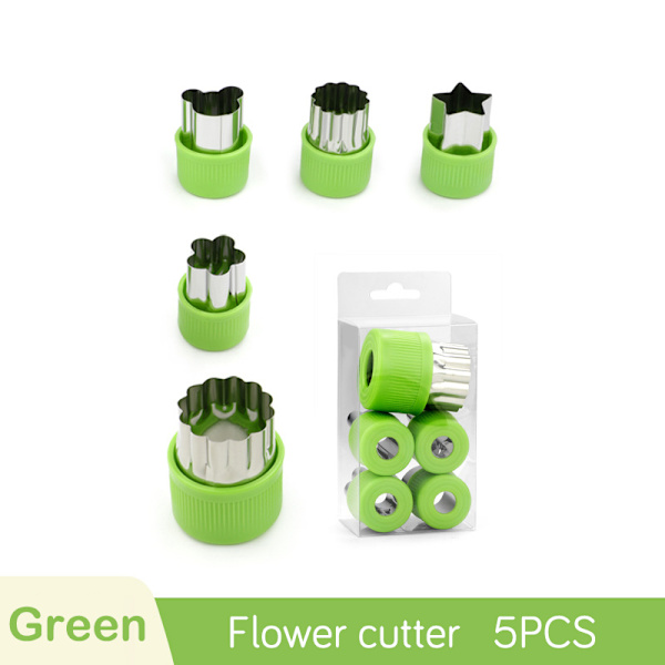 Grönsaksfrukt ter Rostfritt stål Blommor Tecknad Form Form 5pcs-Green