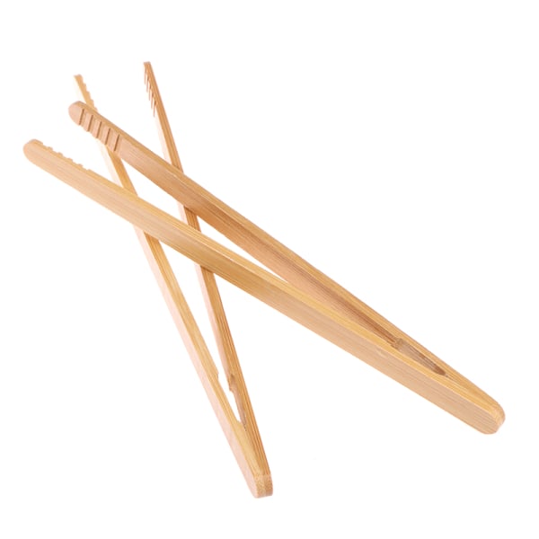 2st Bambu Tång Trä Rostat bröd Sallad Tång Tång Klämma för matlagning