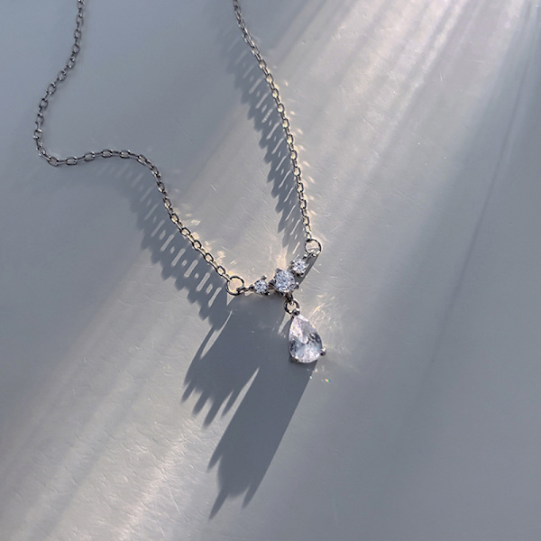Ny mote sirkon halskjede Crystal Water Drop anheng halskjede