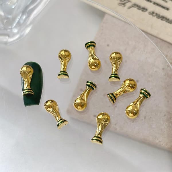 5/10 stk. VM Fodboldtrofæ Neglekunst Charms Premium Legering V A2 5PCS