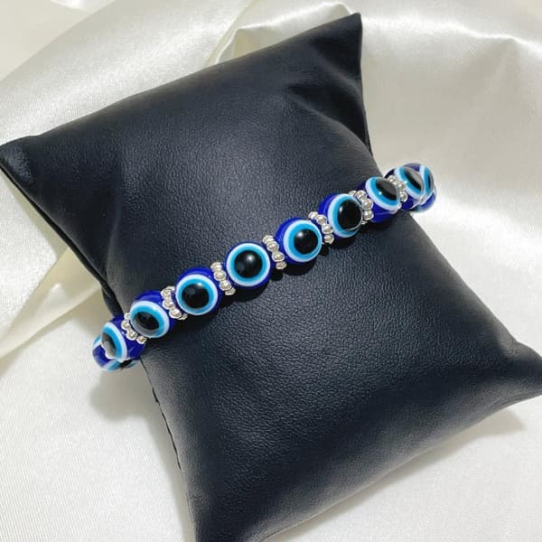 1/2/4 stk. Evil Eye Lucky Vedhæng Armbånd Blå Øje Perle Elastisk A1