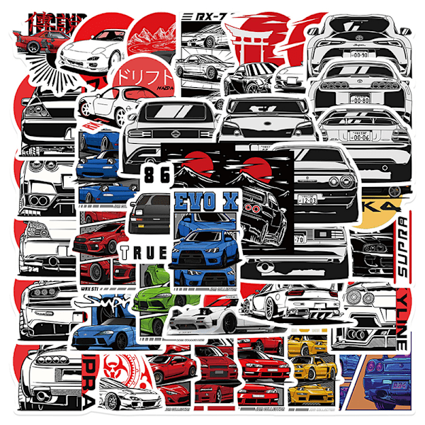 50 stk JDM Retrofit Racing Car Graffiti Stickers Telefon Laptop