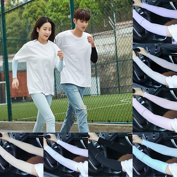 Ice Silk solbeskyttelsesarmdeksler Unisex albuetrekk utendørs C White