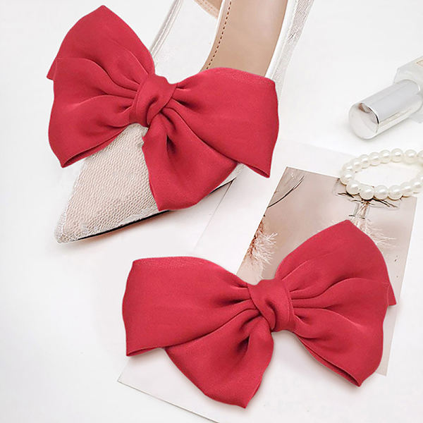 1 par elegante bowknot sko spenne for kvinner ensfargede prikker S White 1