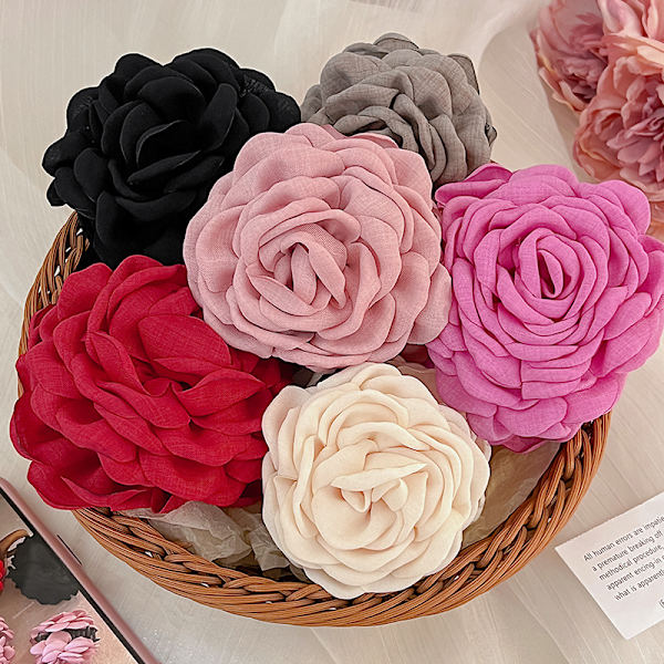 French Rose Hair Claw Clips Dame Søt Hårklemme Hårnålshår Red