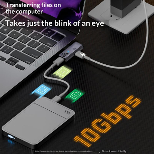 2-i-1 Type C OTG-adapter USB C han til USB-C hun USB 3.2 Sp Gray