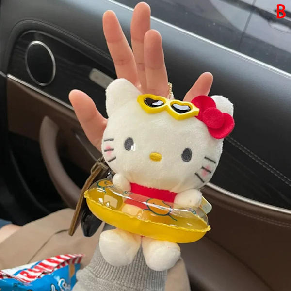 Kawaii Plush Toys nøkkelring og Hawaiian Swim Ring nøkkelring Backpa B
