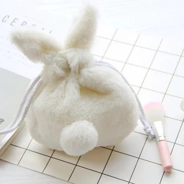 1 stk. e Bunny Plys Ørepose Kawaii Makeuptaske Lomme Snøre A1