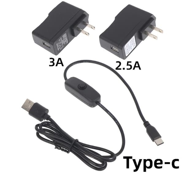 1/2/3 kpl Raspberry Pi 3 4 -virtakytkimelle USB C -jatkokaapeli 2500mA adapter 1pcs