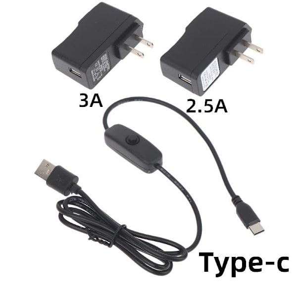 1/2/3 stk. til Raspberry Pi 3 4 afbryder USB C forlængerkabel 100cm cable 1pcs