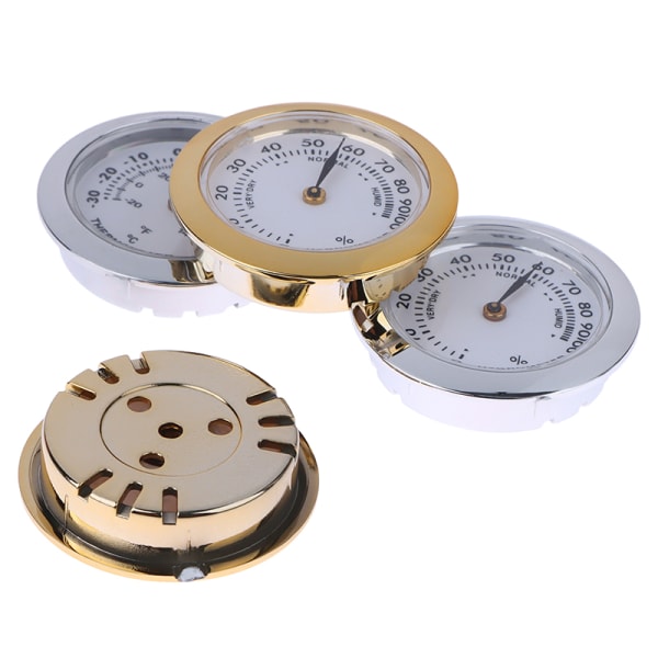 Direct Pin Embedded 37mm Pointer Mini Termometer Hygrometer Fo Thermometer Gold