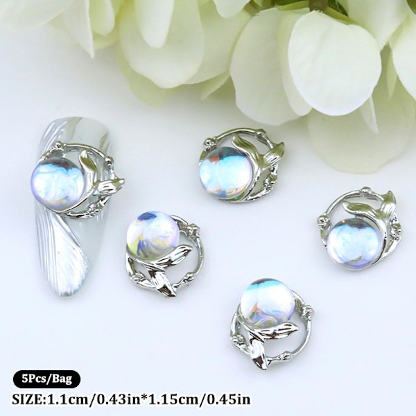 5 kpl Nail Diamond Nail Art Decor Flash Mermaid Bead Diamond Sta A2