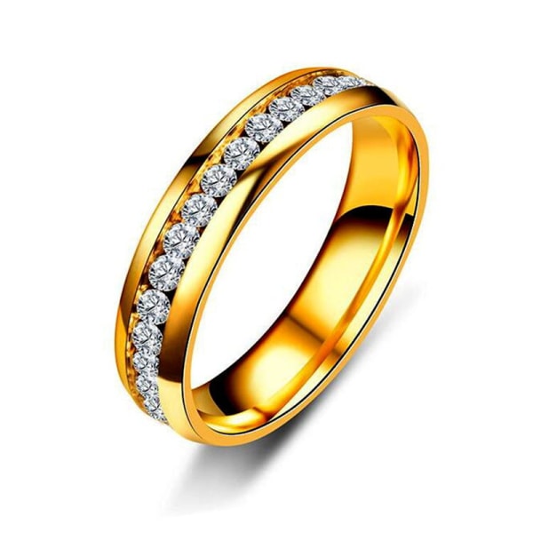 Fashion Double Row Zircon Rustfritt stål Ring Romantic Engagem C 7