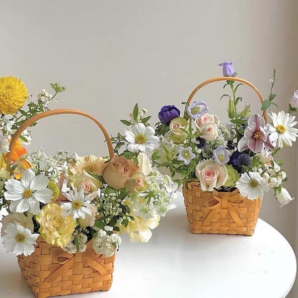 Vide Pil Brud Blomsterkorg Picknickbehållare Handvävd F A2