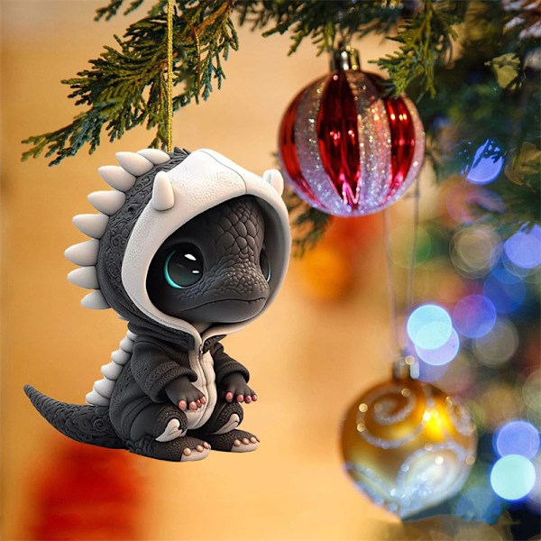 Cartoon Dragon Staty Ornament Akryl Hängsmycke Semester Dekoration A3